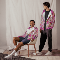 "faux Floral" zip hoodie