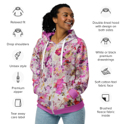 "faux Floral" zip hoodie